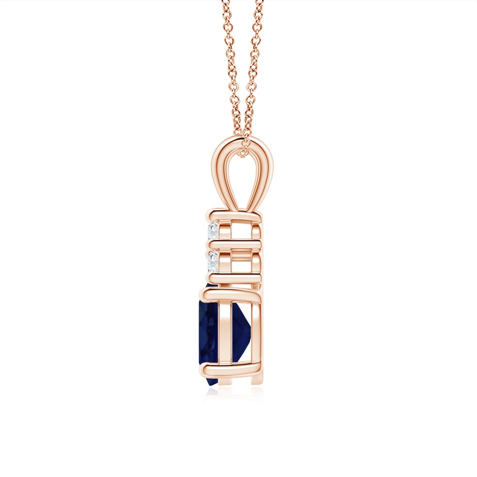 8x6mm A Oval Sapphire Solitaire Pendant with Trio Diamond in Rose Gold side 199