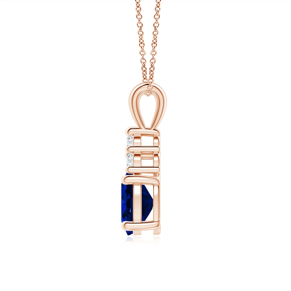 8x6mm AAAA Oval Sapphire Solitaire Pendant with Trio Diamond in Rose Gold side 199