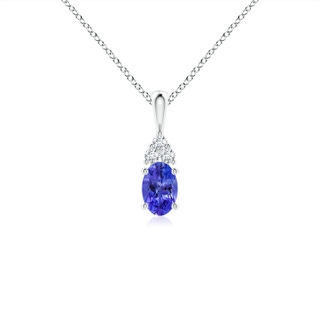 6x4mm AAAA Oval Tanzanite Solitaire Pendant with Trio Diamond in White Gold