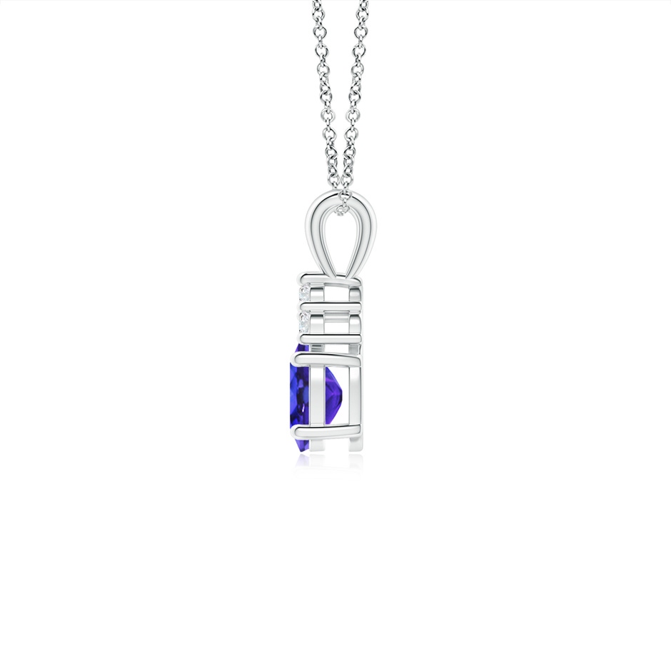 6x4mm AAAA Oval Tanzanite Solitaire Pendant with Trio Diamond in White Gold side-1