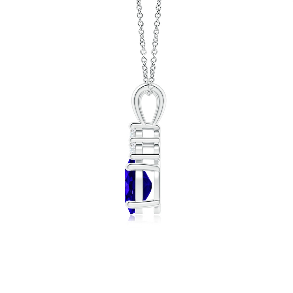 7x5mm AAAA Oval Tanzanite Solitaire Pendant with Trio Diamond in 10K White Gold side-1