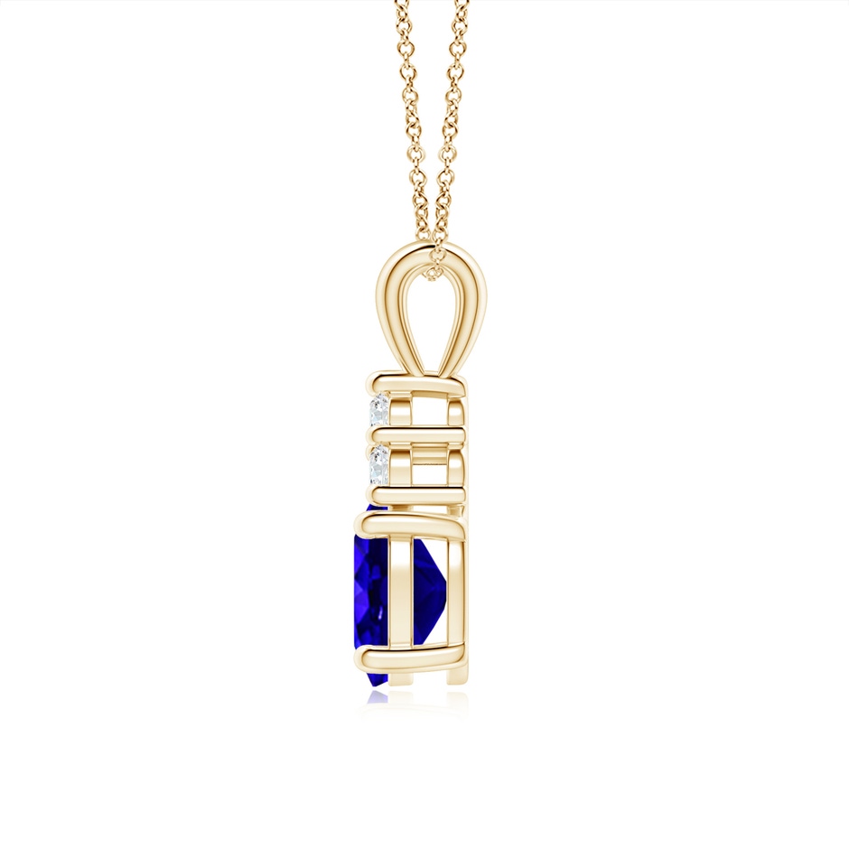 8x6mm AAAA Oval Tanzanite Solitaire Pendant with Trio Diamond in Yellow Gold side-1