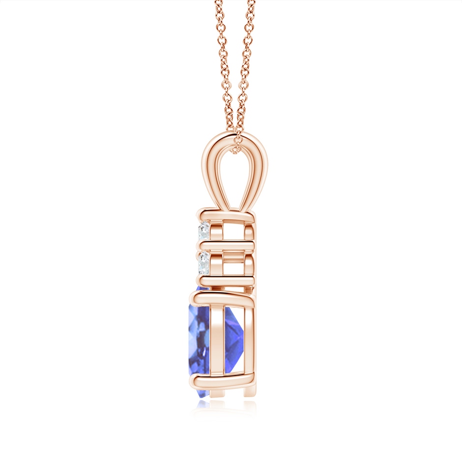 9x7mm A Oval Tanzanite Solitaire Pendant with Trio Diamond in Rose Gold side-1