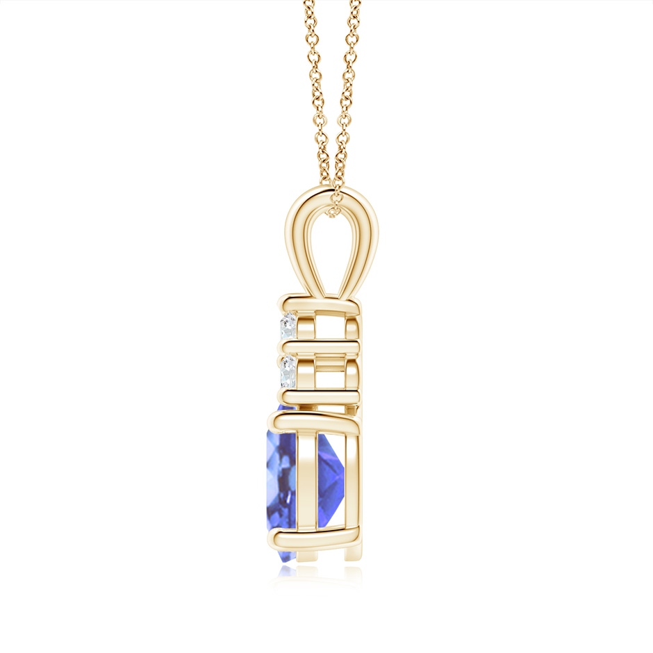 9x7mm A Oval Tanzanite Solitaire Pendant with Trio Diamond in Yellow Gold side-1