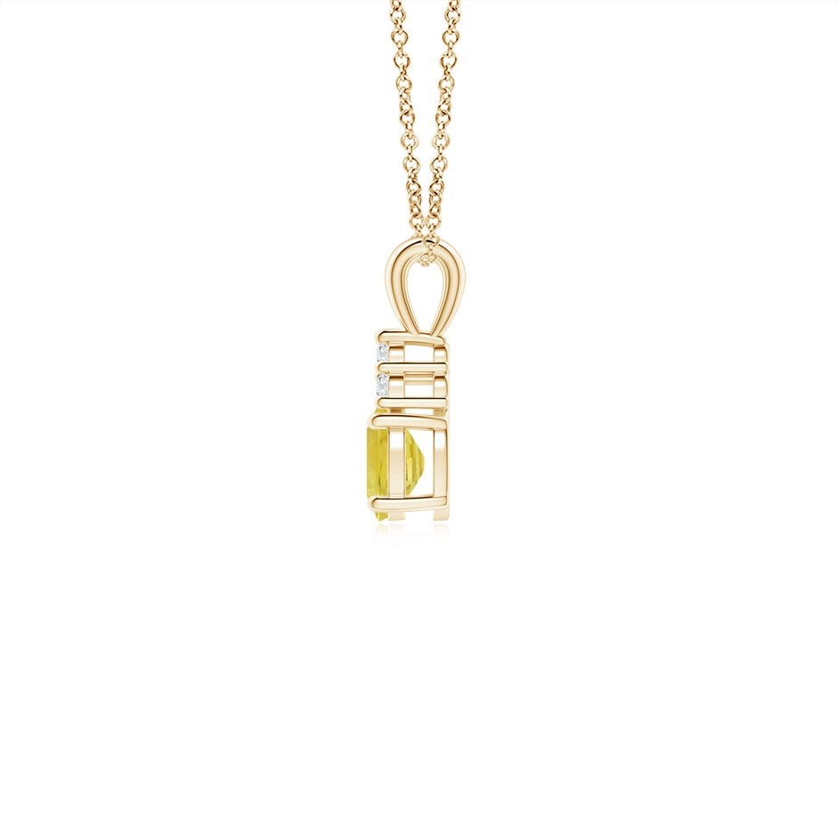 5x4mm A Oval Yellow Sapphire Solitaire Pendant with Trio Diamond in Yellow Gold side-1