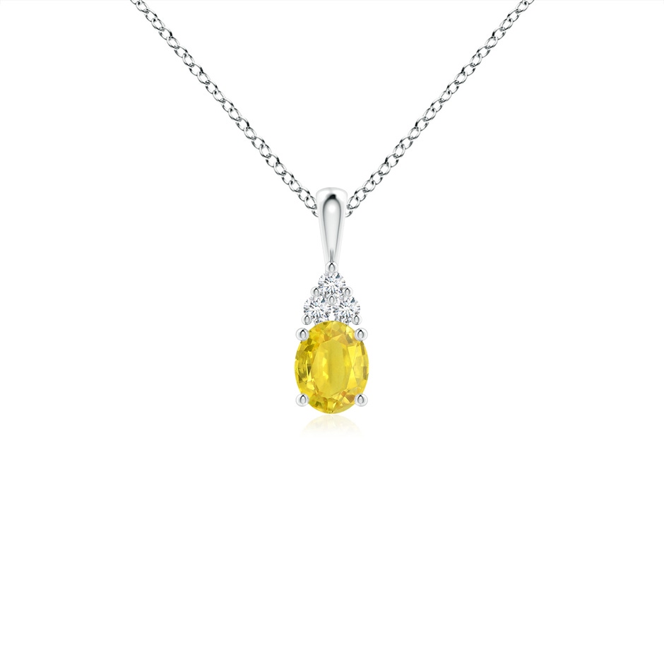 5x4mm AA Oval Yellow Sapphire Solitaire Pendant with Trio Diamond in S999 Silver 