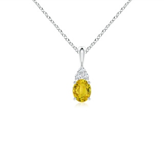 5x4mm AAAA Oval Yellow Sapphire Solitaire Pendant with Trio Diamond in P950 Platinum