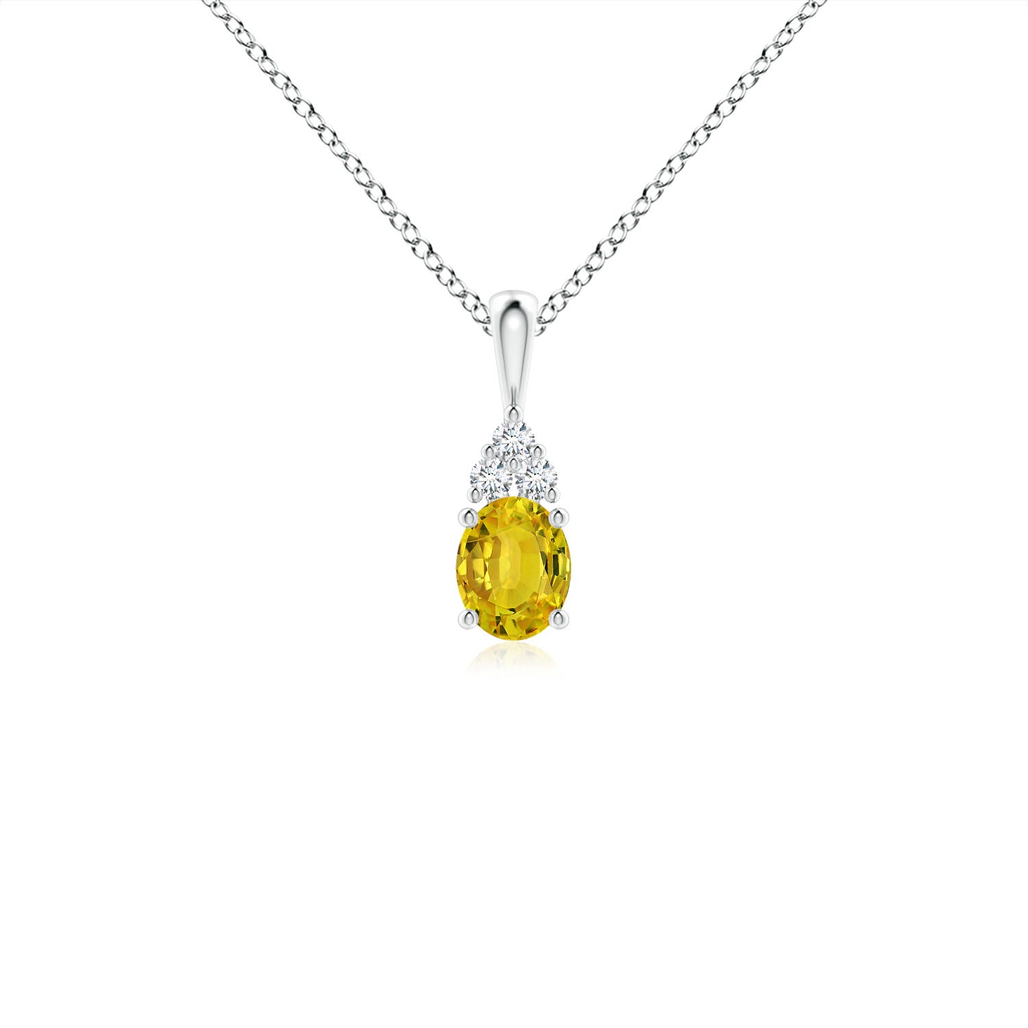 AAAA - Yellow Sapphire / 0.49 CT / 14 KT White Gold