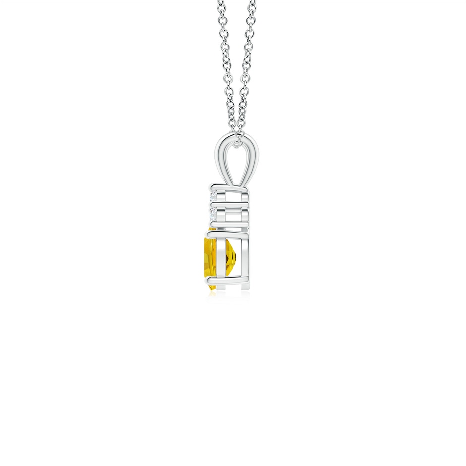 5x4mm AAAA Oval Yellow Sapphire Solitaire Pendant with Trio Diamond in White Gold side-1