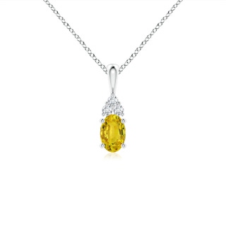 6x4mm AAAA Oval Yellow Sapphire Solitaire Pendant with Trio Diamond in P950 Platinum