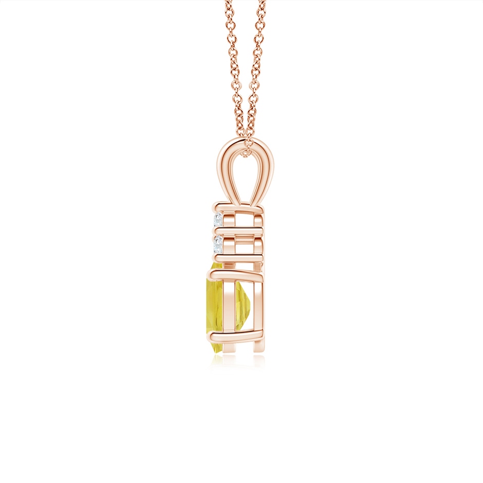 7x5mm A Oval Yellow Sapphire Solitaire Pendant with Trio Diamond in Rose Gold side-1