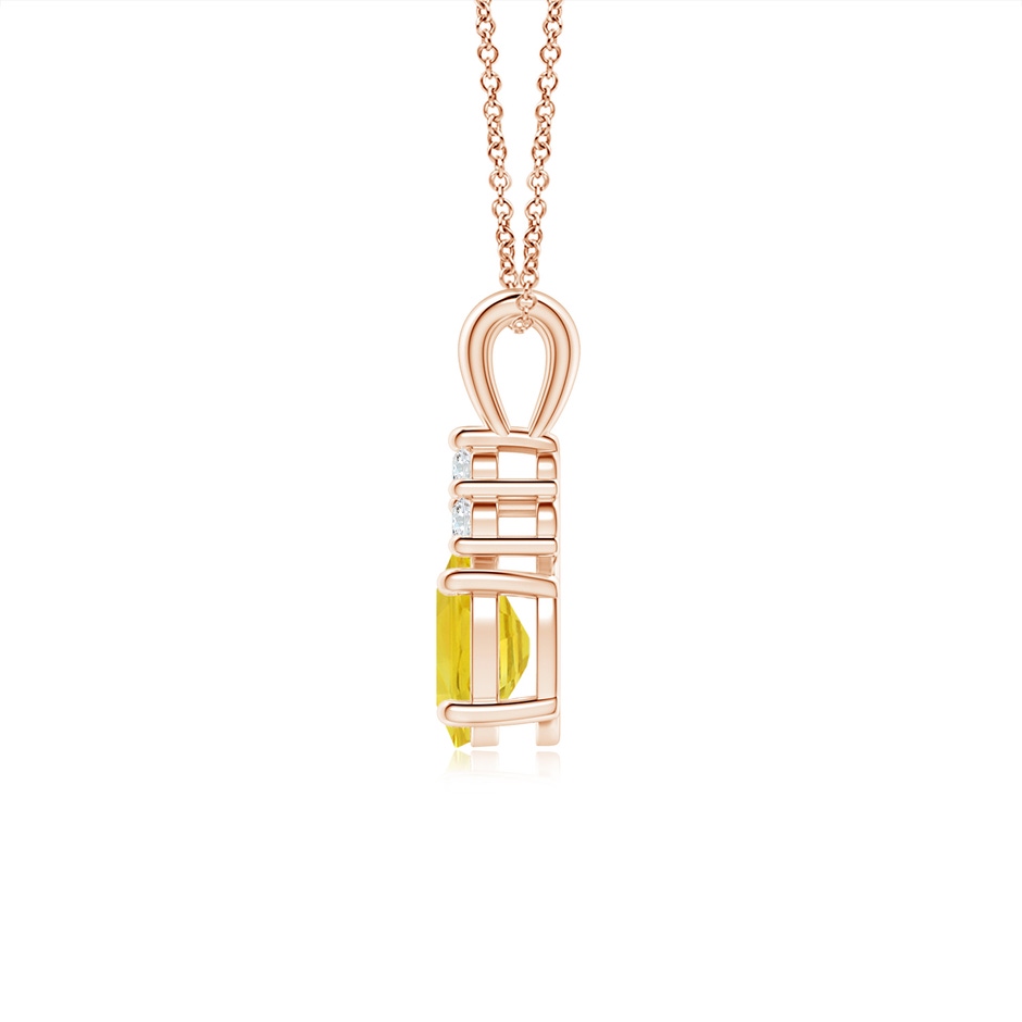 7x5mm AA Oval Yellow Sapphire Solitaire Pendant with Trio Diamond in Rose Gold side-1