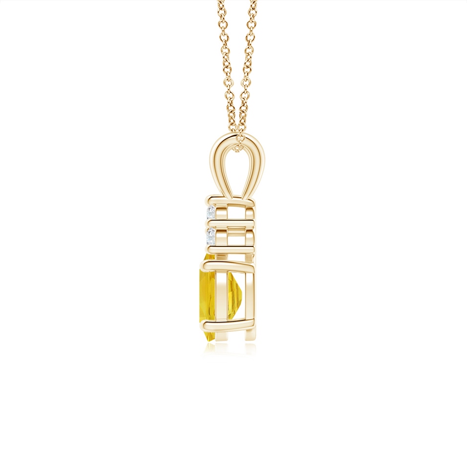 7x5mm AAA Oval Yellow Sapphire Solitaire Pendant with Trio Diamond in Yellow Gold side-1