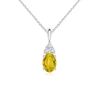 7x5mm AAAA Oval Yellow Sapphire Solitaire Pendant with Trio Diamond in P950 Platinum