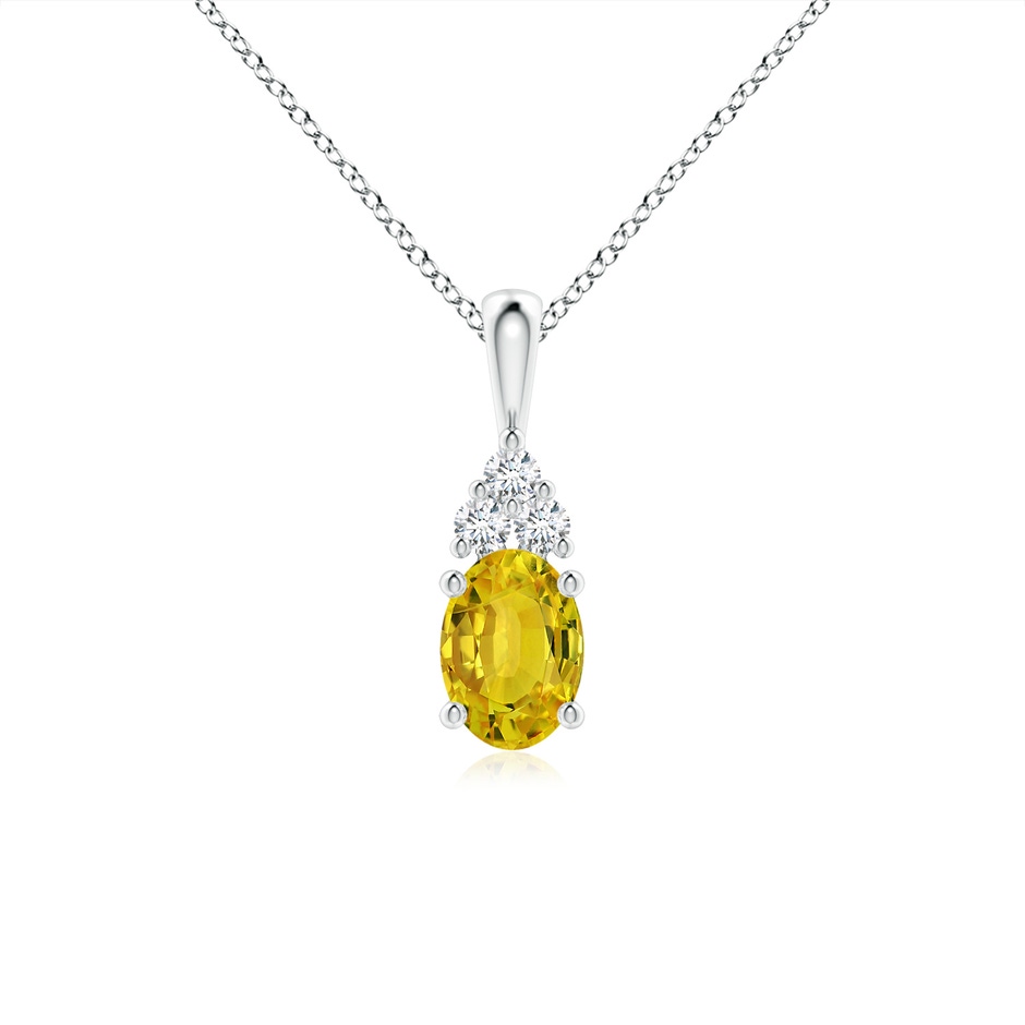 7x5mm AAAA Oval Yellow Sapphire Solitaire Pendant with Trio Diamond in P950 Platinum 