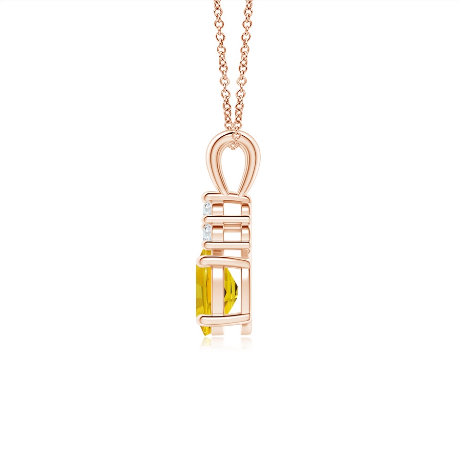 7x5mm AAAA Oval Yellow Sapphire Solitaire Pendant with Trio Diamond in Rose Gold side-1