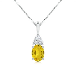 8x6mm AAA Oval Yellow Sapphire Solitaire Pendant with Trio Diamond in P950 Platinum