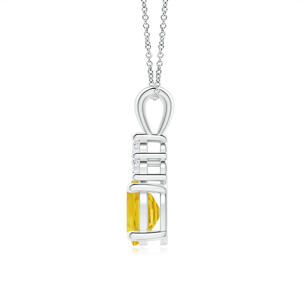 8x6mm AAA Oval Yellow Sapphire Solitaire Pendant with Trio Diamond in White Gold Side-1
