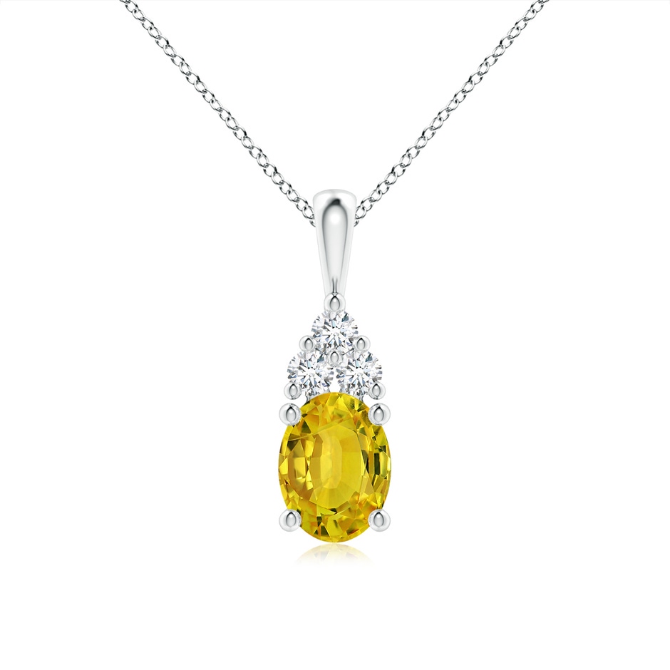 8x6mm AAAA Oval Yellow Sapphire Solitaire Pendant with Trio Diamond in P950 Platinum 