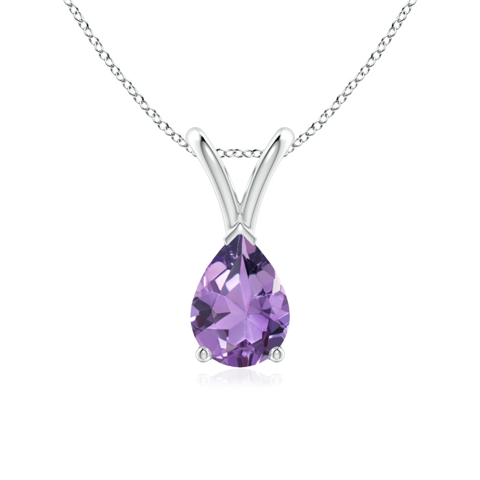 7x5mm A V-Bale Pear-Shaped Amethyst Solitaire Pendant in P950 Platinum 