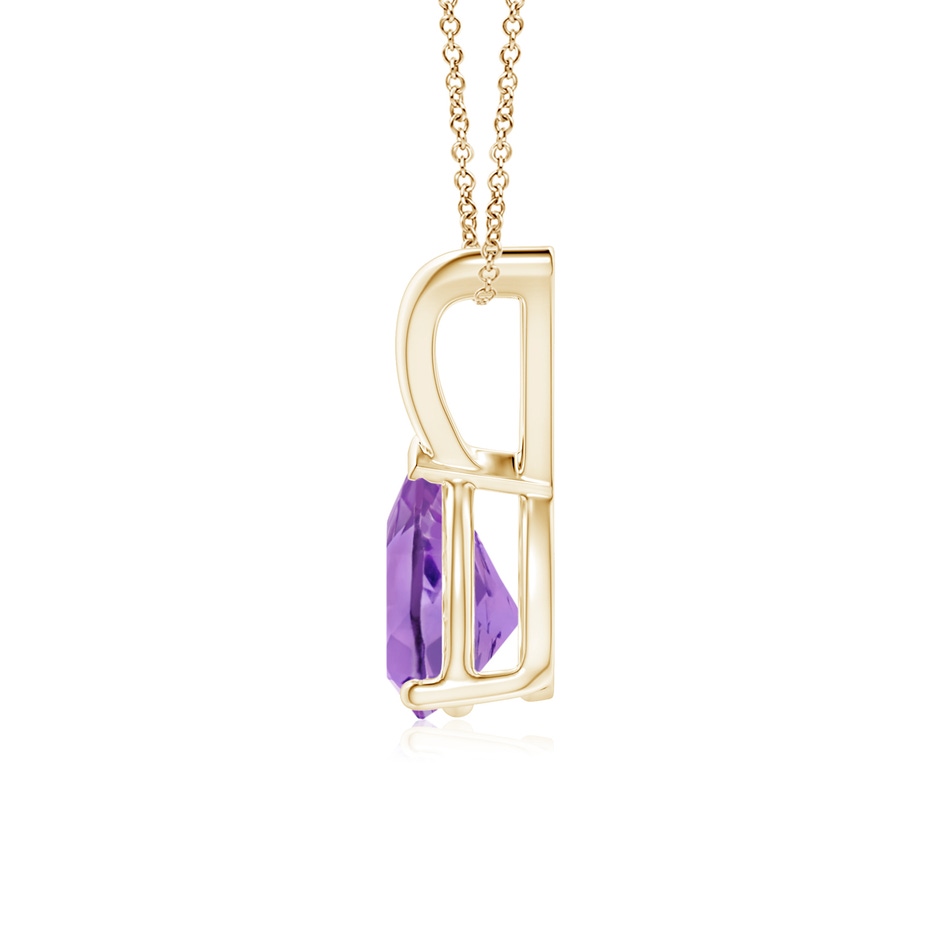 7x5mm A V-Bale Pear-Shaped Amethyst Solitaire Pendant in Yellow Gold side 199