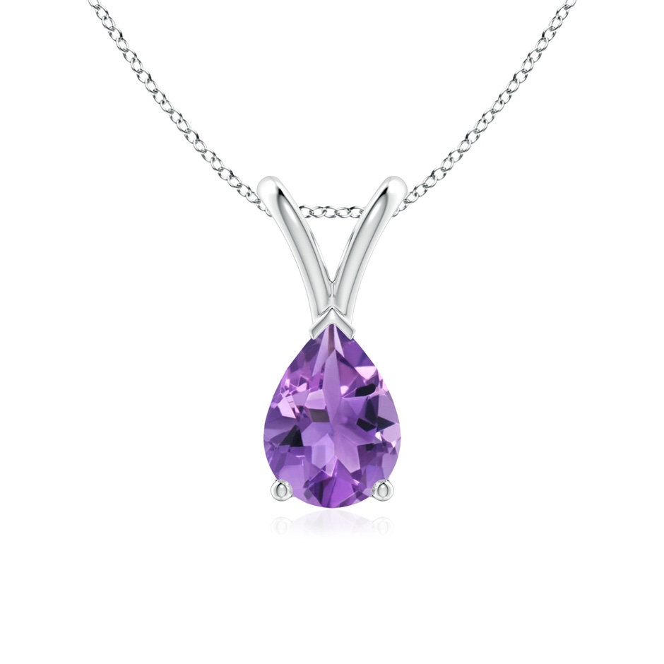 7x5mm AA V-Bale Pear-Shaped Amethyst Solitaire Pendant in S999 Silver 