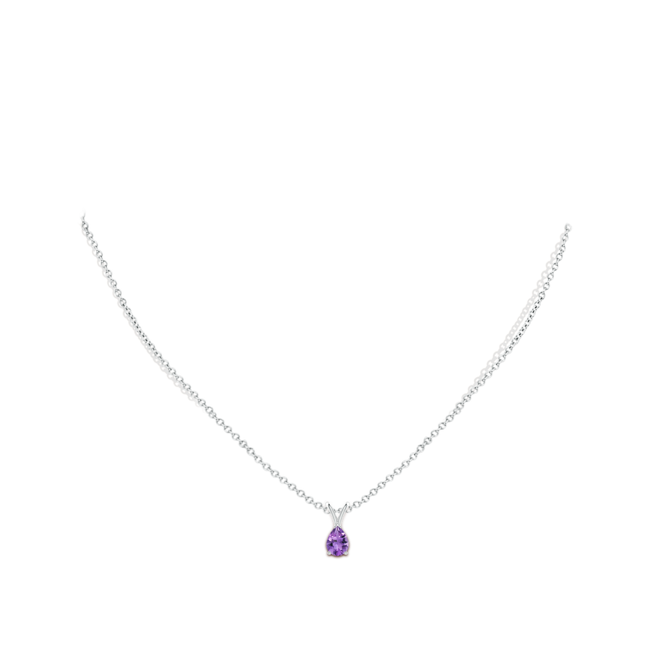 7x5mm AA V-Bale Pear-Shaped Amethyst Solitaire Pendant in S999 Silver pen