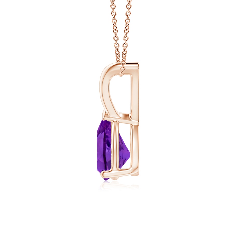 7x5mm AAAA V-Bale Pear-Shaped Amethyst Solitaire Pendant in Rose Gold side 199