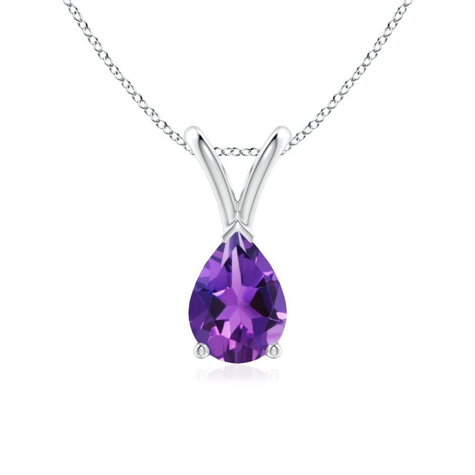 7x5mm AAAA V-Bale Pear-Shaped Amethyst Solitaire Pendant in S999 Silver 