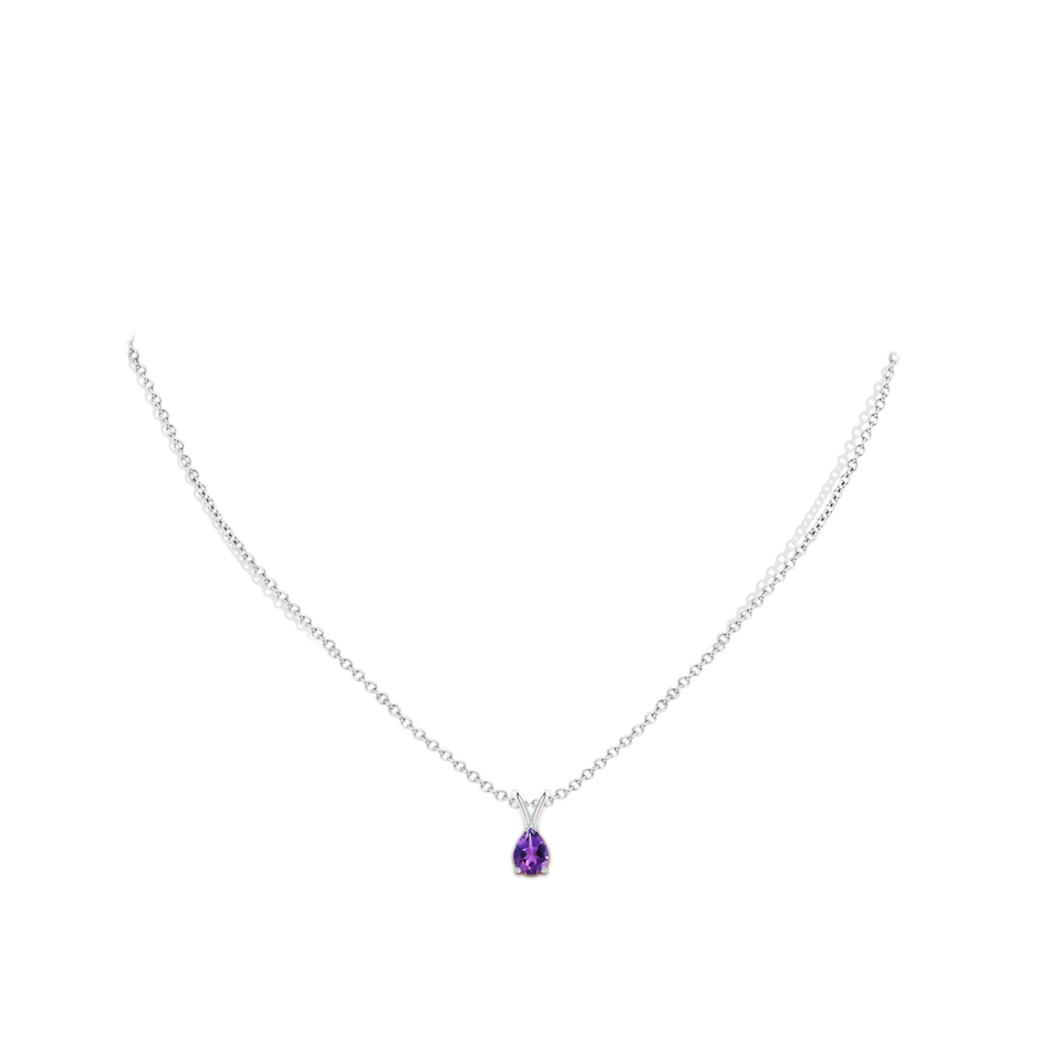 7x5mm AAAA V-Bale Pear-Shaped Amethyst Solitaire Pendant in S999 Silver pen