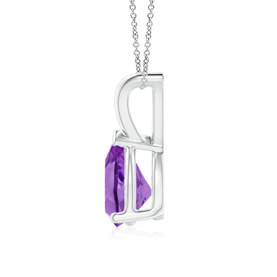 8x6mm AA V-Bale Pear-Shaped Amethyst Solitaire Pendant in 18K White Gold side 199