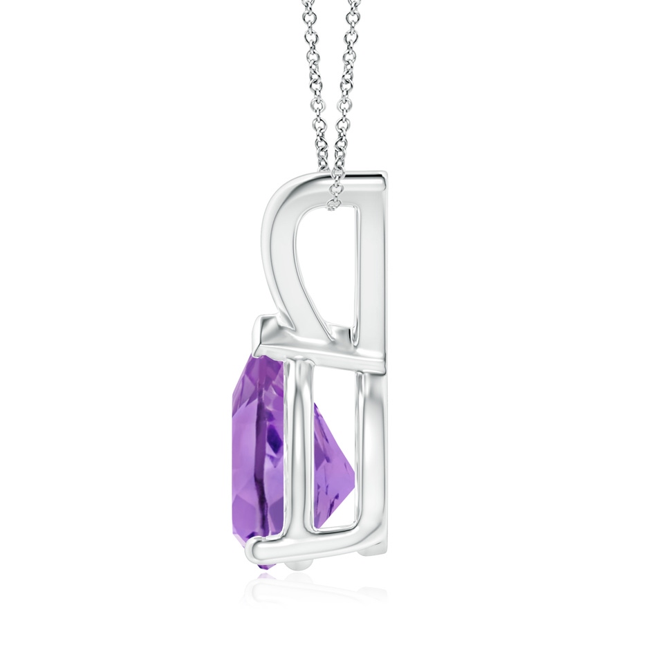 9x7mm A V-Bale Pear-Shaped Amethyst Solitaire Pendant in 18K White Gold side 199