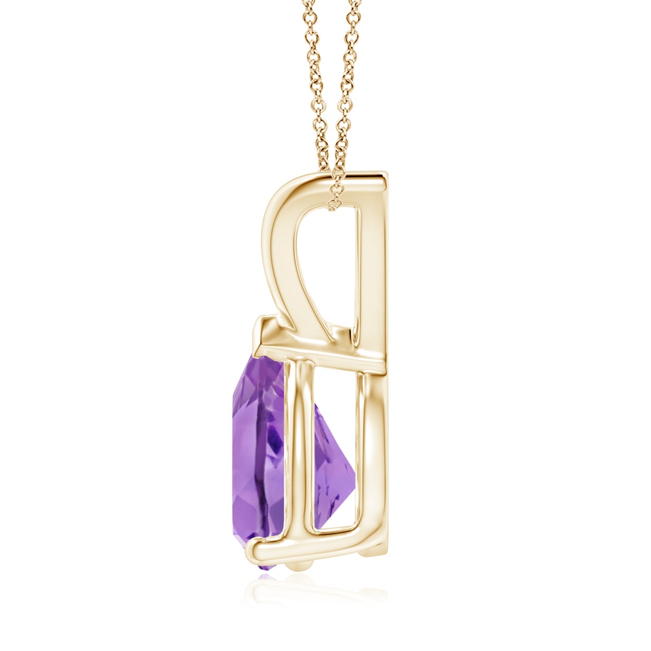 9x7mm A V-Bale Pear-Shaped Amethyst Solitaire Pendant in 18K Yellow Gold side 199