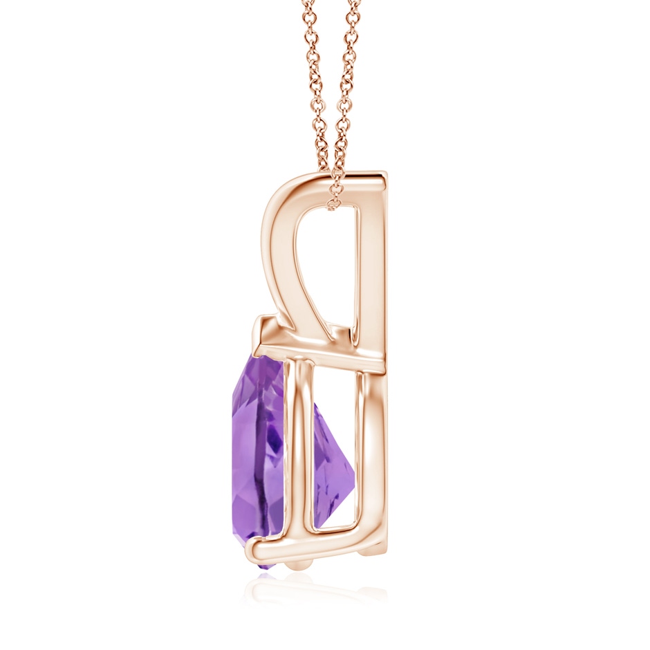9x7mm A V-Bale Pear-Shaped Amethyst Solitaire Pendant in Rose Gold side 199