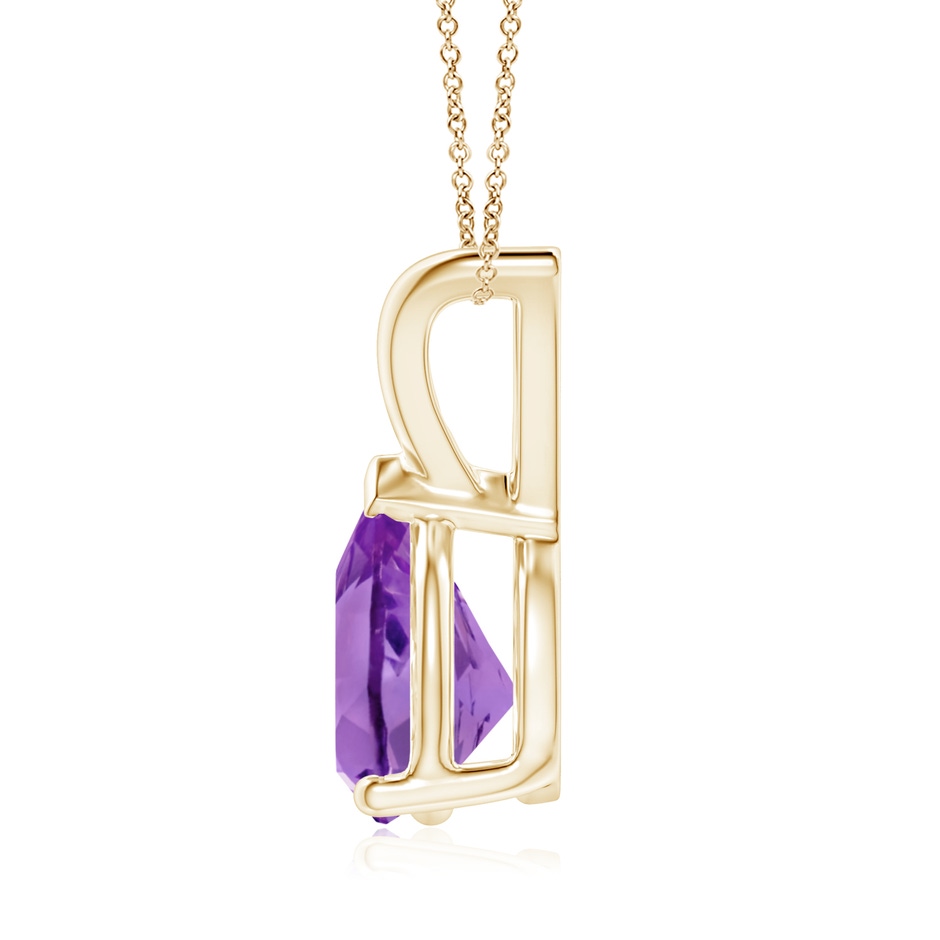 9x7mm AA V-Bale Pear-Shaped Amethyst Solitaire Pendant in 18K Yellow Gold side 199