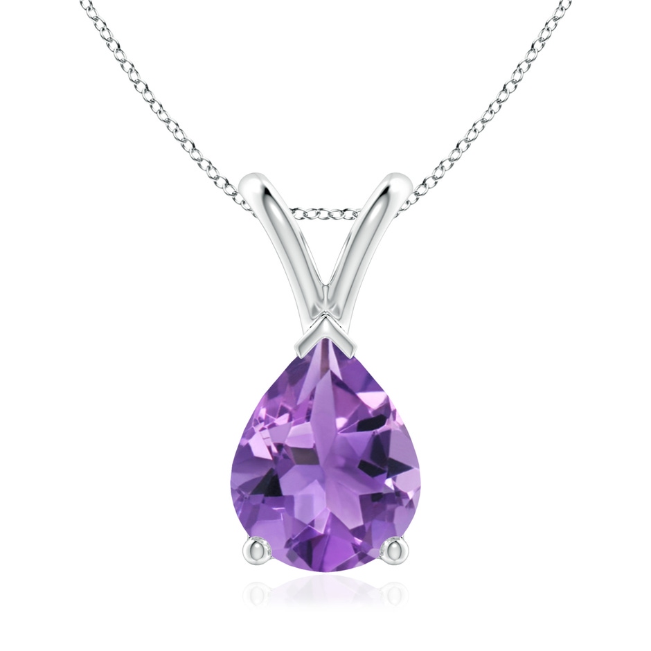 9x7mm AA V-Bale Pear-Shaped Amethyst Solitaire Pendant in S999 Silver 