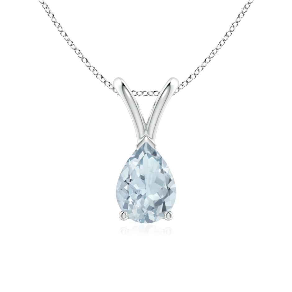 7x5mm A V-Bale Pear-Shaped Aquamarine Solitaire Pendant in P950 Platinum 