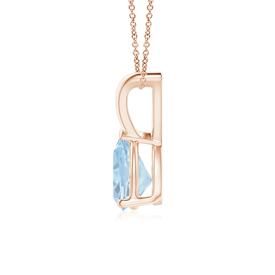 7x5mm A V-Bale Pear-Shaped Aquamarine Solitaire Pendant in Rose Gold side 199