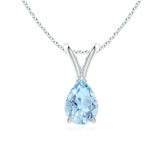 7x5mm AAA V-Bale Pear-Shaped Aquamarine Solitaire Pendant in 9K White Gold