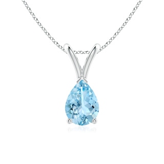 7x5mm AAAA V-Bale Pear-Shaped Aquamarine Solitaire Pendant in P950 Platinum