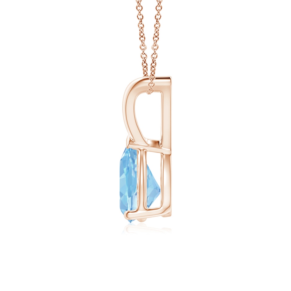 7x5mm AAAA V-Bale Pear-Shaped Aquamarine Solitaire Pendant in Rose Gold side 199