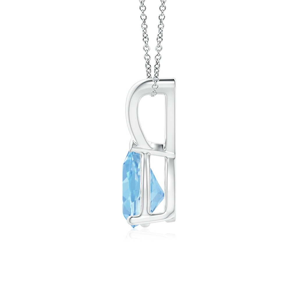 7x5mm AAAA V-Bale Pear-Shaped Aquamarine Solitaire Pendant in S999 Silver - side 199