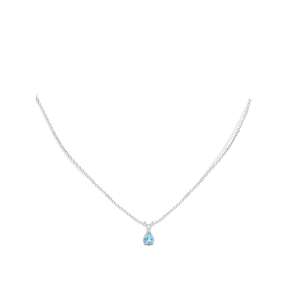 7x5mm AAAA V-Bale Pear-Shaped Aquamarine Solitaire Pendant in S999 Silver pen