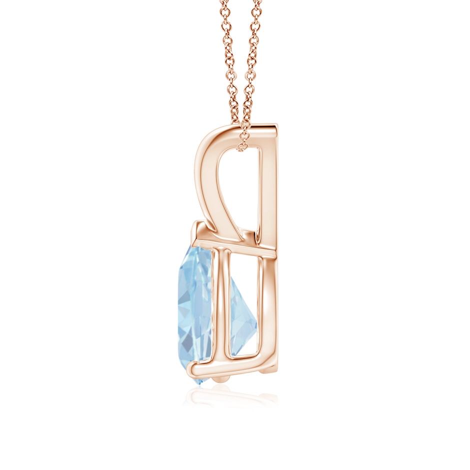 8x6mm A V-Bale Pear-Shaped Aquamarine Solitaire Pendant in 18K Rose Gold side 199