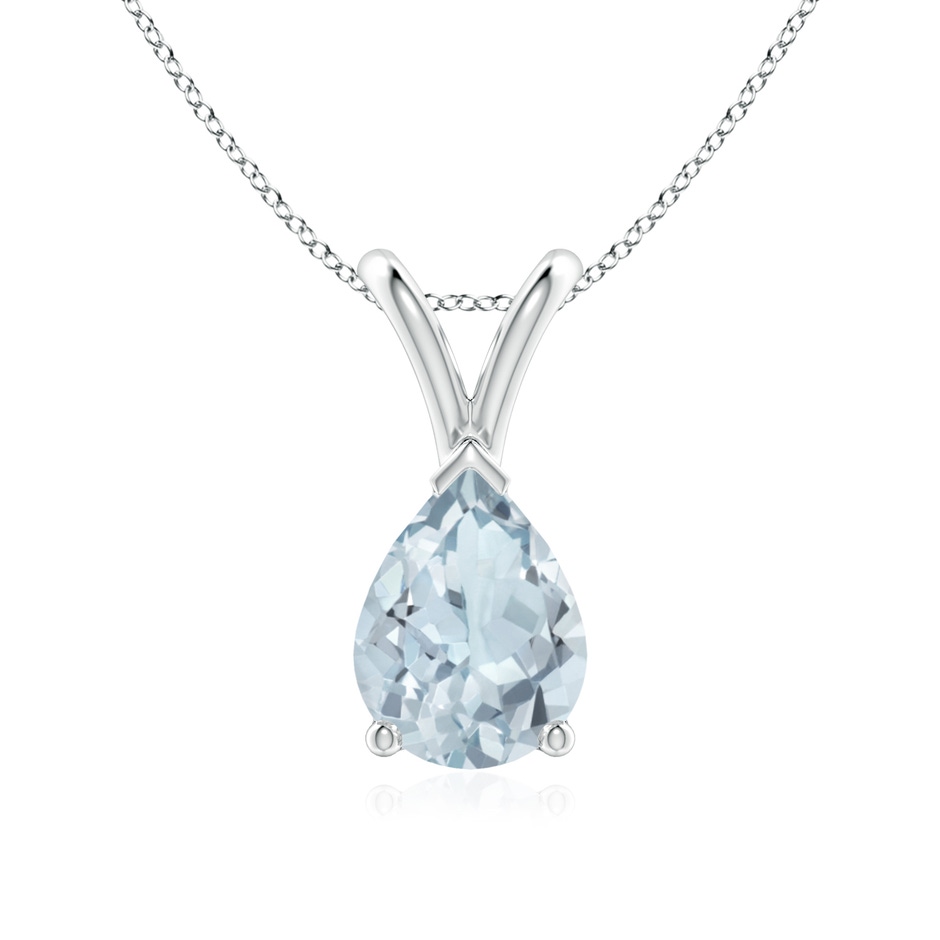 8x6mm A V-Bale Pear-Shaped Aquamarine Solitaire Pendant in S999 Silver 
