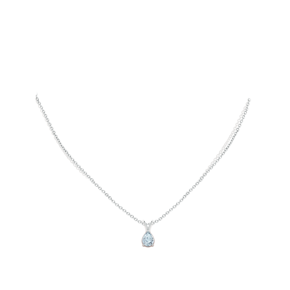 8x6mm A V-Bale Pear-Shaped Aquamarine Solitaire Pendant in S999 Silver pen