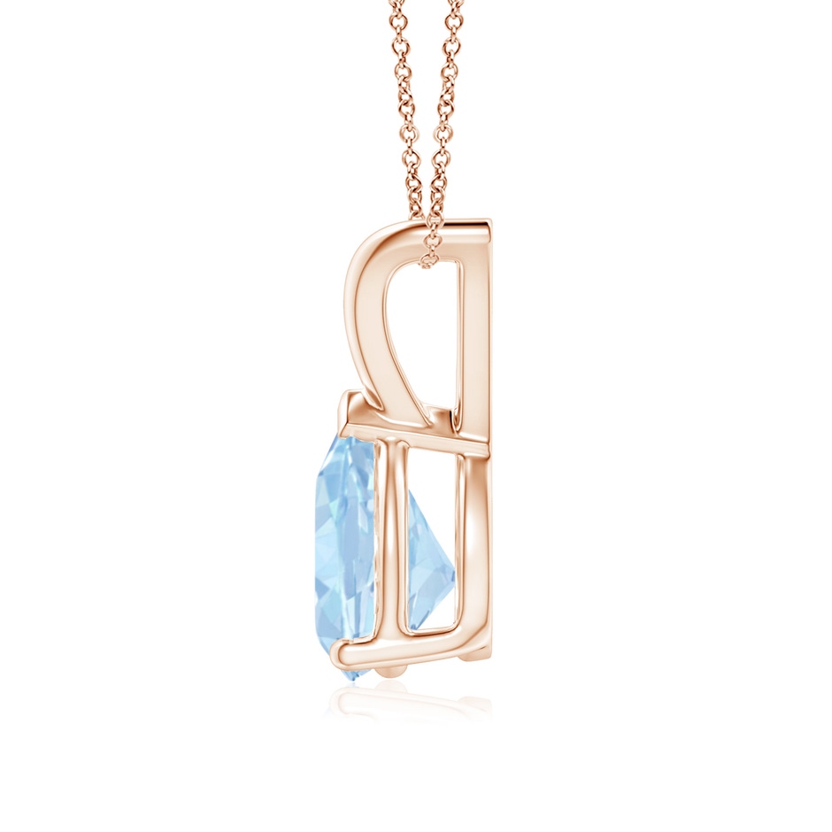 8x6mm AA V-Bale Pear-Shaped Aquamarine Solitaire Pendant in 18K Rose Gold side 199