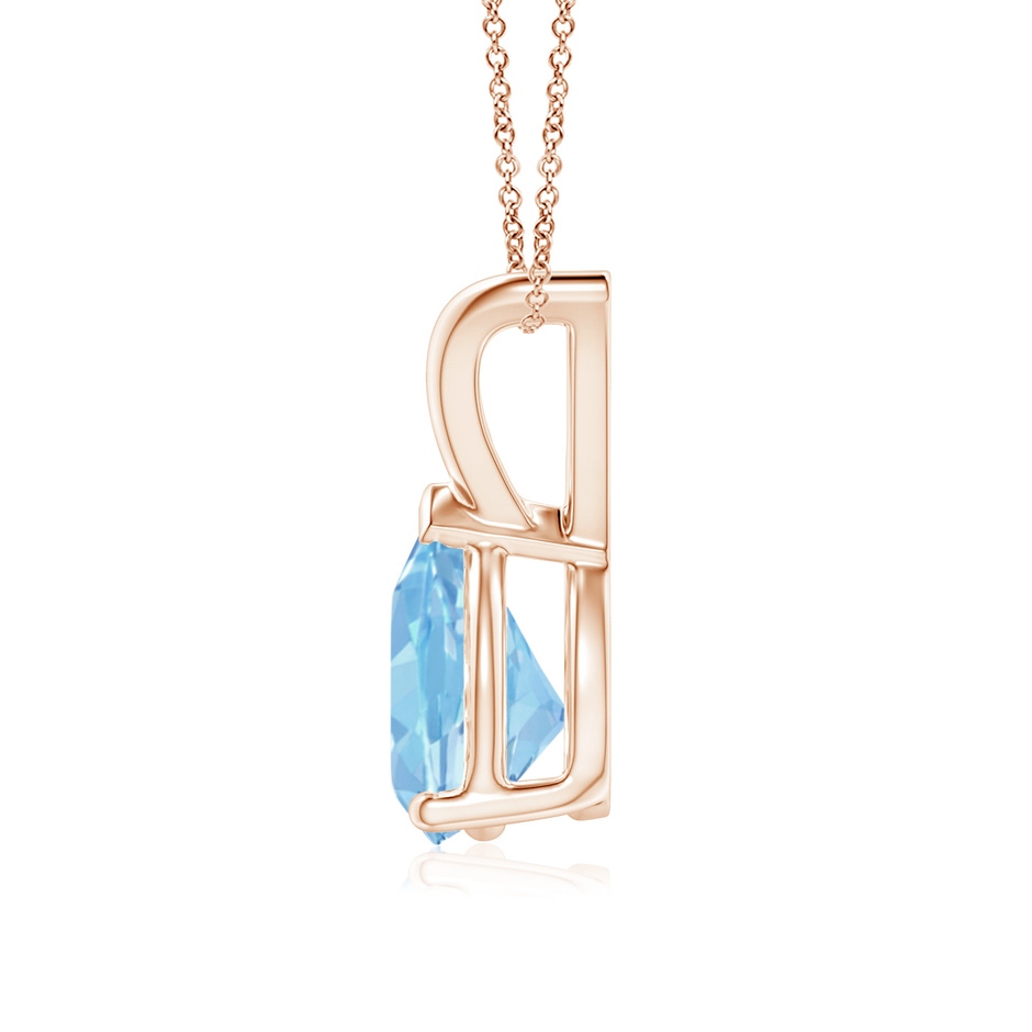8x6mm AAAA V-Bale Pear-Shaped Aquamarine Solitaire Pendant in 18K Rose Gold side 199