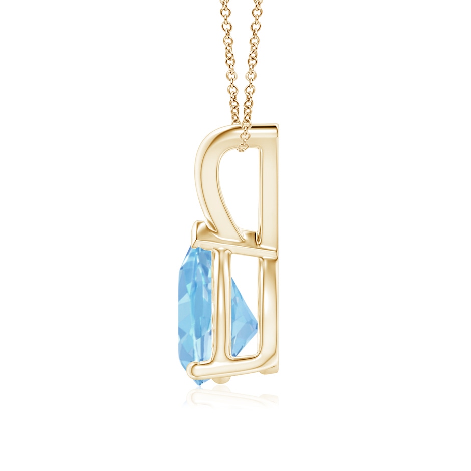 8x6mm AAAA V-Bale Pear-Shaped Aquamarine Solitaire Pendant in Yellow Gold side 199