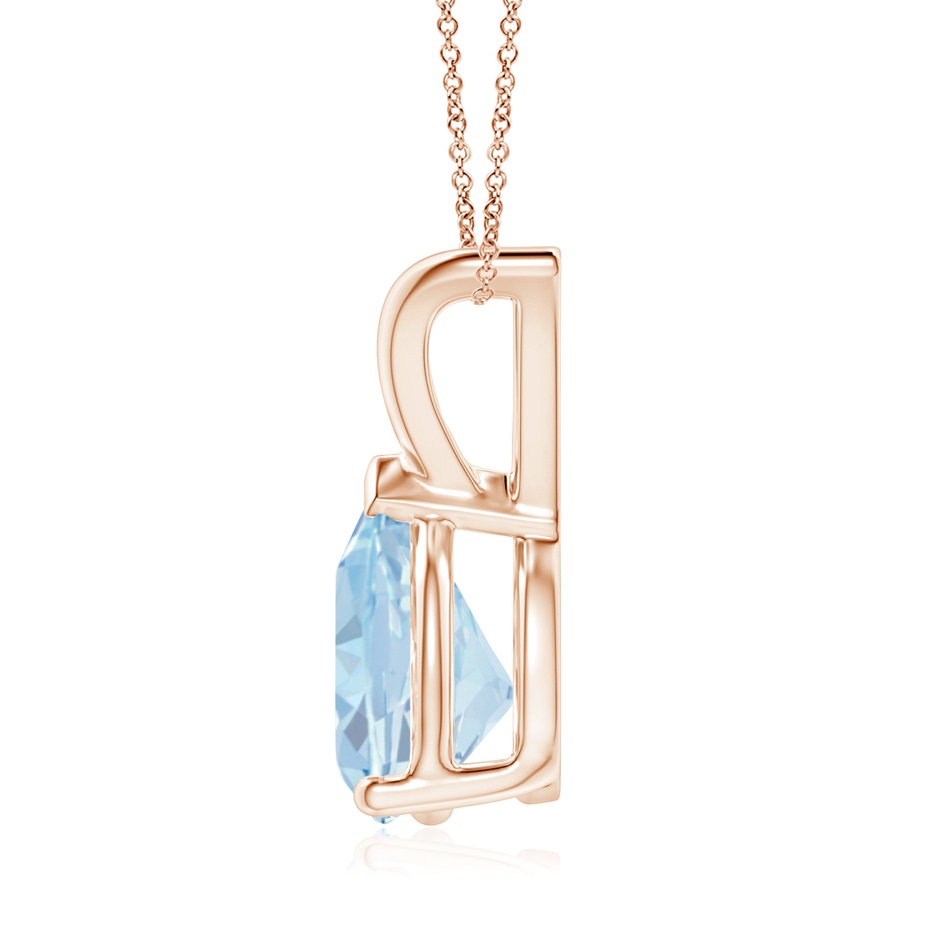 9x7mm A V-Bale Pear-Shaped Aquamarine Solitaire Pendant in 18K Rose Gold side 199
